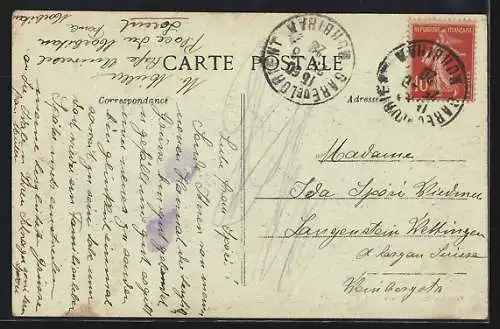 AK Lorient, La Place Bisson et la Rue des Fontaines, Strassenbahn