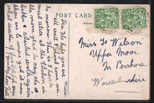 AK Weston Super Mre, Two Bays & Opera House, Strassenbahn