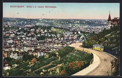 AK Stuttgart, Blick von der neuen Weinsteige