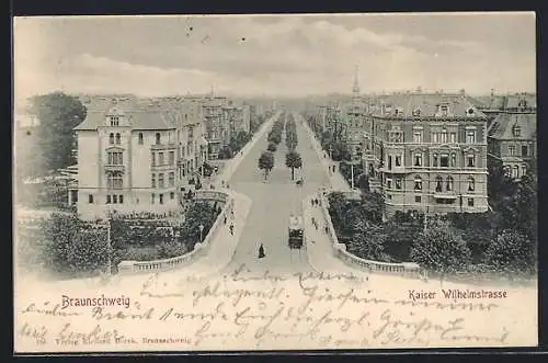 AK Braunschweig, Kaiser Wilhelm-Strasse mit Villen