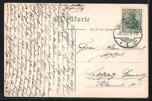 AK Düsseldorf, Strassenbahnen vor der kaiserl. Oberpostdirection