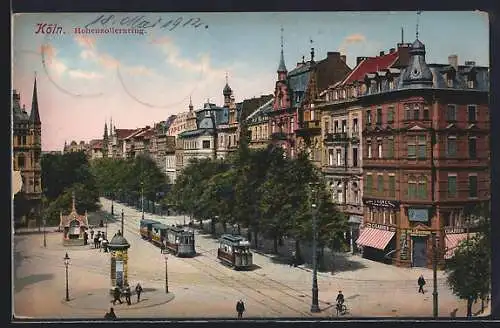 AK Köln, Strassenbahnen auf dem Hohenzollernring