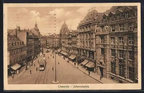 AK Chemnitz, Johannisplatz, Strassenbahn