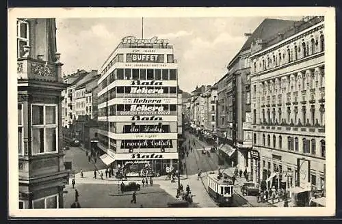 AK Brünn, Krapfen und Johannesgasse, Strassenbahn