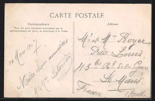 AK Alger, Mosquée Djensa-el-Kebir et le Palais Consulaire, Strassenbahn