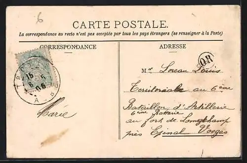 AK Troyes, Rue Thiers, Strassenbahn