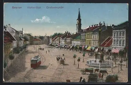 AK Sopron, Grabenrunde mit Strassenbahn