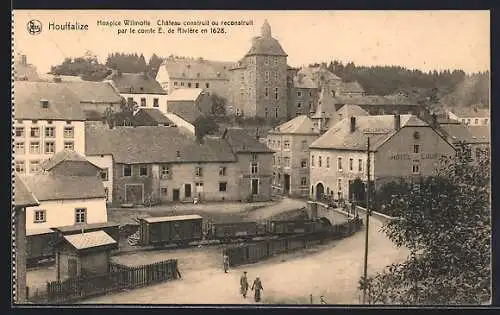 AK Houffalize, Hospice Wilmotte, belgische Eisenbahn