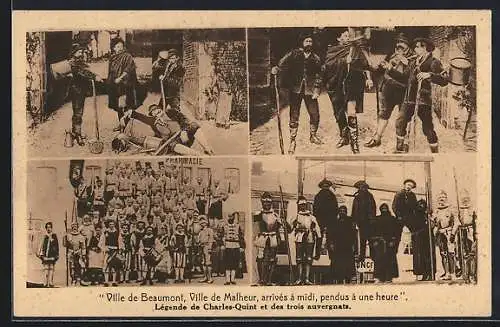 AK Beaumont, Légende de Charles-Quint et des trois auvergnats