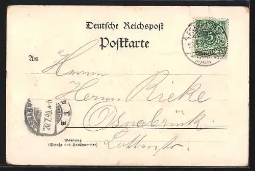 Lithographie Alt-Frankfurt, Dom, Römer und Stoltze-Denkmal