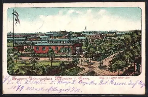 AK Munster i. Hann., Truppen-Übungsplatz mit Soldaten aus der Vogelschau