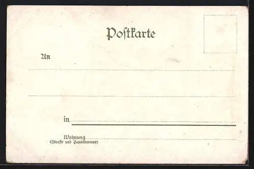 Lithographie Gotha, Totalansicht und Museum