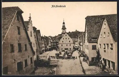 AK Alt-Hersbruck, Kirche und Häuser mit Strassenpartie und Passanten