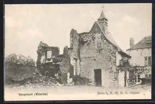 AK Hougoumont, zerstörte Kirche