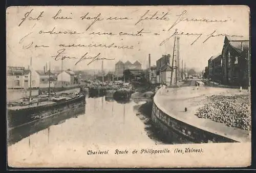 AK Charleroi, Route de Philippeville, les Usines