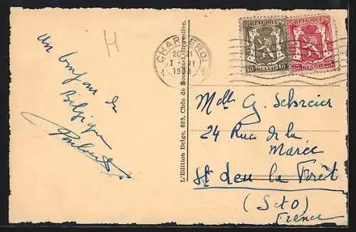 AK Charleroi, Les Jardins devant la Gare