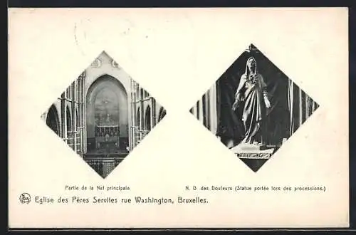 AK Bruxelles, Eglise des Pères Servites rue Washington