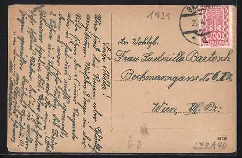 Künstler-AK Waldneukirchen, Ortsansicht mit Kirche