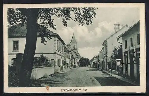 AK Strengberg, Strassenpartie mit Geschäften