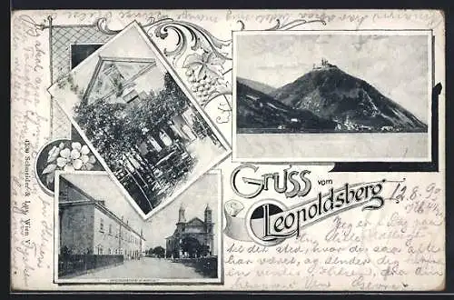 AK Wien-Leopoldsberg, Ortsansicht, Restauration & Kirche, Gartenpartie