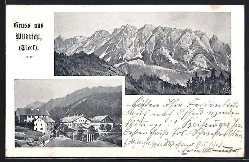 AK Wildbichl, Teilansicht und Alpenpanorama
