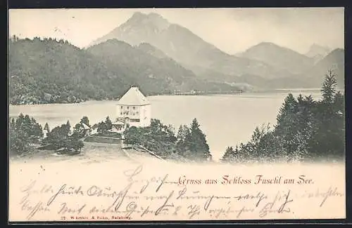AK Fuschl, Schloss Fuschl, Blick über den See
