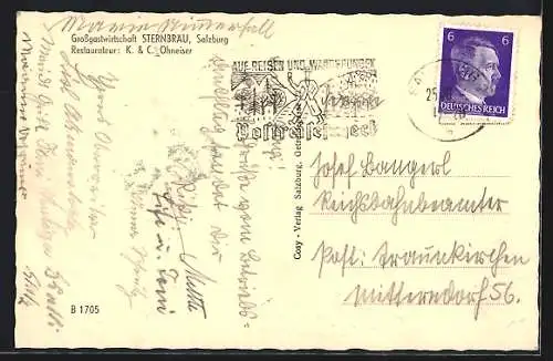 AK Salzburg, Gasthaus Sternbräu, Bürgersaal, Innenansicht