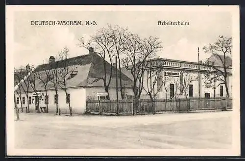 AK Deutsch-Wagram, Blick auf das Arbeiterheim