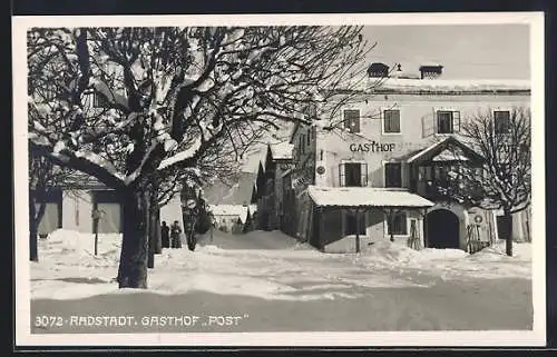 AK Radstadt, Gasthof Post im Winter