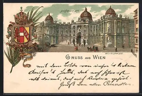 Lithographie Wien, Am Michaelerplatz, Wappen