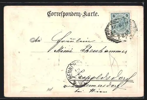 Passepartout-Lithographie Wien, Strasse am Parlament, Wappen