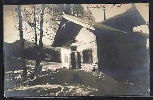 Foto-AK Schwaz /Tirol, Rodelhütte Grafenast im Schnee