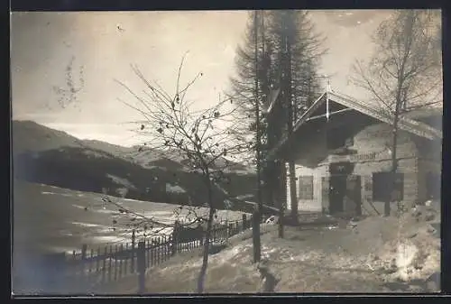 Foto-AK Schwaz /Tirol, Rodelhütte Grafenast im Winter