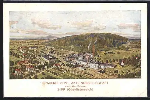Künstler-AK Neukirchen an der Vöckla, Brauerei Zipf A. G., vorm. Wm. Schaup