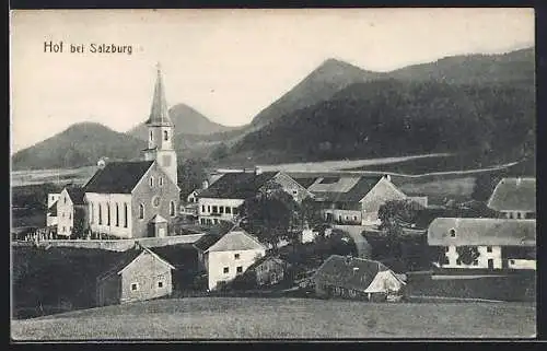 AK Hof bei Salzburg, Blick auf den Ort
