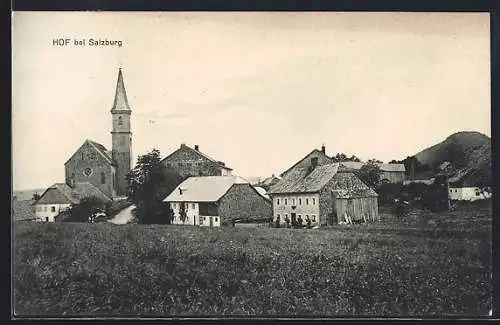 AK Hof bei Salzburg, Teilansicht mit Kirche