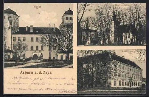 AK Asparn a. d. Zaya, Minoriten-Kloster, Kirchenplatz und Schloss