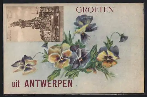 AK Antwerpen, Denkmal und Blümchen