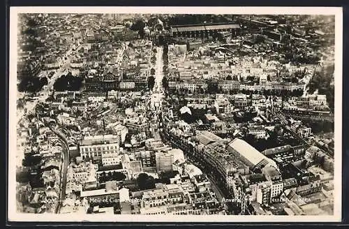 AK Anvers, Place de Meir et Gare Centrale, Fliegeraufnahme