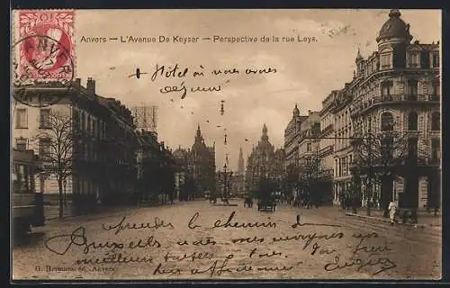 AK Anvers, L`Avenue de Keyser, Perspective de la rue Leys