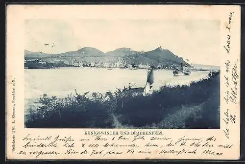 AK Königswinter, Ortspartie mit Drachenfels