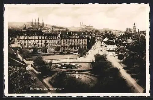 AK Bamberg, Schönleinplatz aus der Vogelschau