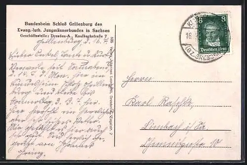 AK Grillenburg, Bundesheim Schloss Grillenburg des Evang.-luth. Jungmännerbundes in Sachsen