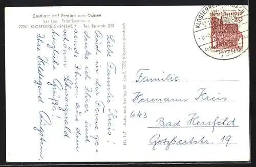 AK Klosterreichenbach /Schwarzwald, Gasthof und Pension Ochsen