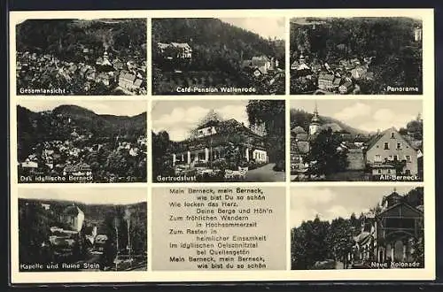 AK Berneck / Fichtelgebirge, Kapelle und Ruine Stein, Neue Kolonade, Gertrudslust