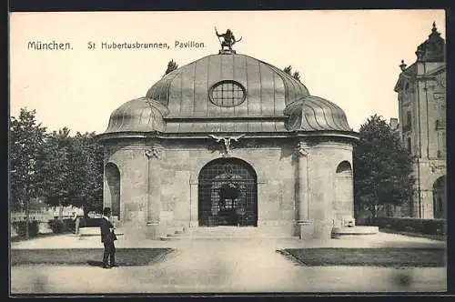 AK München, St. Hubertusbrunnen, Pavillon