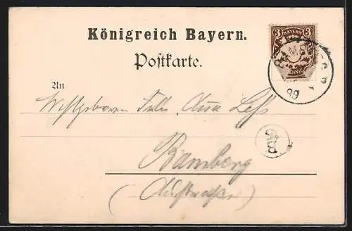 AK Bamberg, Flusspartie am Rathaus