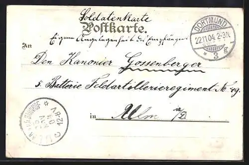 Lithographie Dortmund, Oberbergamt, Fredenbaum und Totalansicht