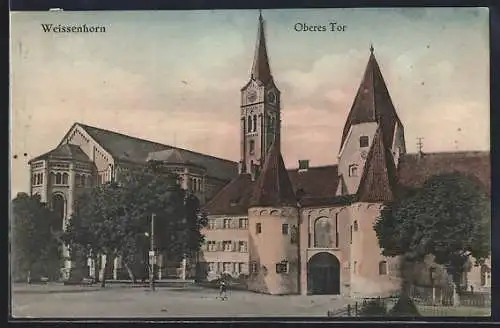 AK Weissenhorn, Oberes Tor mit Kirche