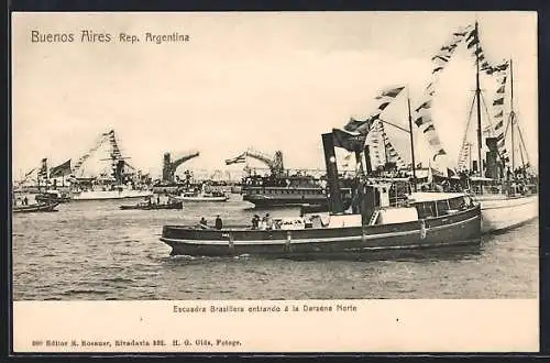 AK Buenos Aires, Escuadra Brasillera entrando à la Darsena Norte, Hafen